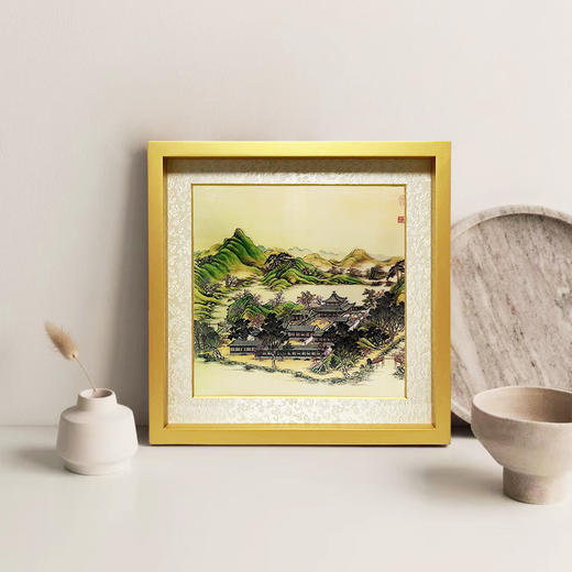 实木鎏金立体框画 圆明园四十景图 客厅卧室书房装饰画 商品图0