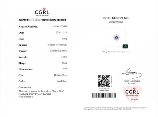 0.77ct刻面蓝宝石戒指 商品图4
