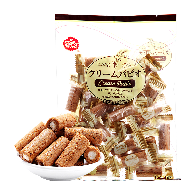 星七牌 奶油味夹心小蛋卷 123g/袋