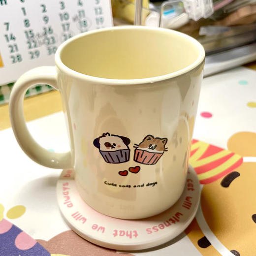 【超萌的陶瓷水杯】渐变橘猫小狗超萌陶瓷水杯杯子ins风高颜值带盖生日礼物送女生。ry 商品图6