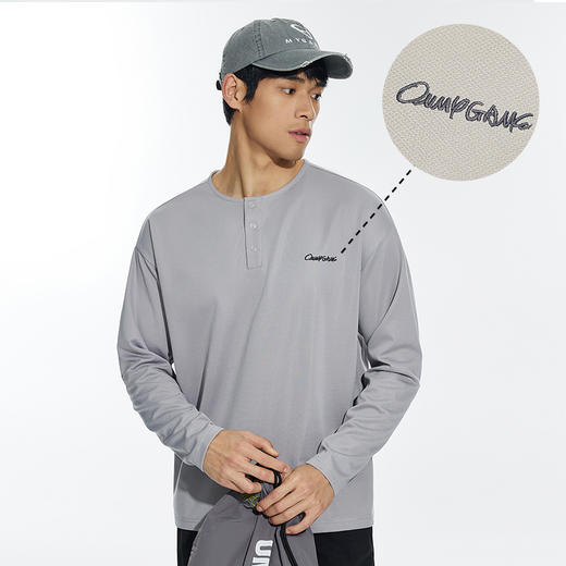 OMG运动 春秋季打底衫男去味休闲长袖T恤亨利领运动健身衣服JF71A22716 商品图3