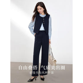 【1件75折】熙世界老钱风气质无袖马甲外套西装裤两件套女2025一整套入春穿搭