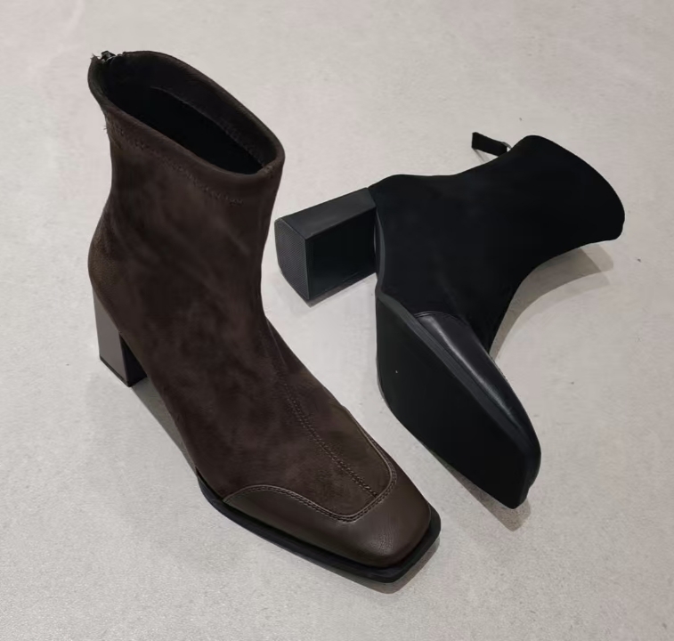 【门店同款】ENJOY冬季绒面拼接弹力短靴 160194895