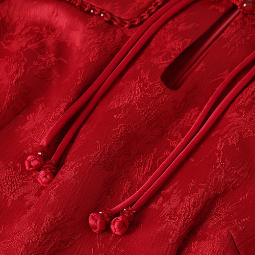 EITIE爱特爱气质新中式立领盘扣修身显瘦礼服连衣裙2025春季新款8177801 商品图3