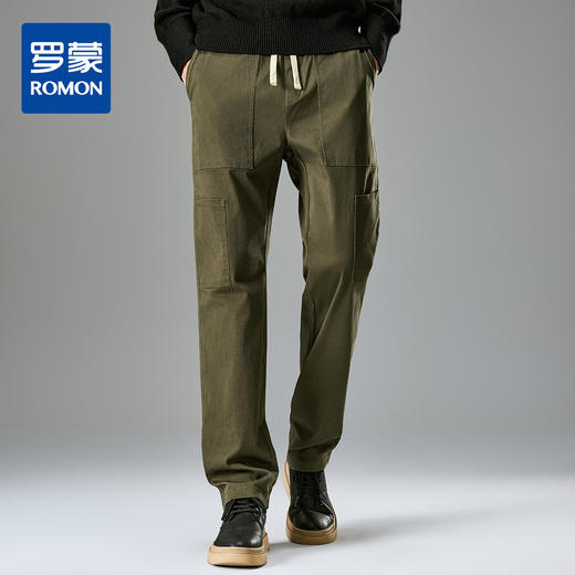罗蒙纯色简约男士休闲裤保暖百搭舒适休闲裤男亲肤透气潮流裤子男 商品图0