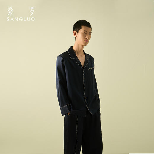 时髦先生桑罗撞色条纹套装男士家居服可外穿送男友25年春夏新品 商品图4