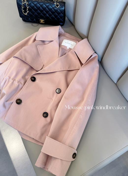 蛋糕上的草莓 可收腰设计 抗皱工艺一流天丝棉双排扣短风衣 慕斯粉 商品图4