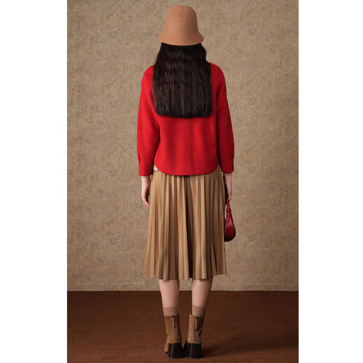 【100%绵羊毛】乔万尼红色大衣新款冬季短款EM4B578 商品图4