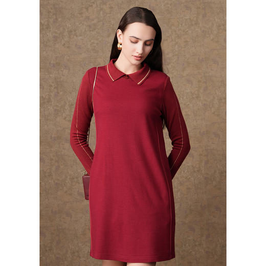 乔万尼冬季绵羊毛针织设计感时尚百搭减龄中长连衣裙ES4E349 商品图3