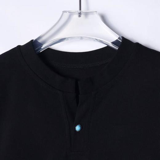 T2183秋冬季新款时尚个性韩版纯色纽扣小V领长袖T恤百搭情侣套头上衣 商品图2