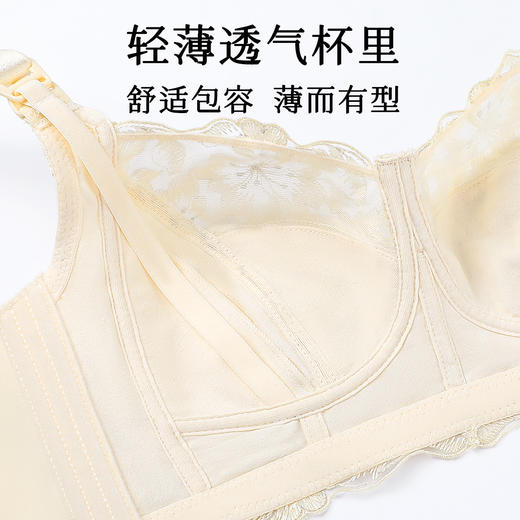 D2-【B-E杯】孕妇内衣哺乳文胸薄款无钢圈防下垂产后喂奶便捷肩搭扣哺乳内衣女  桃花绿水【大胸-蕾丝】 商品图3