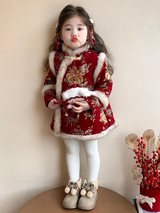 【YW】无忧购新年儿童新中式国风吊坠盘扣旗袍洋气拜年服D224-6（截单后7天发货)25年清仓捡漏 商品图2