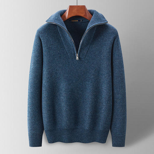 【拉链大翻领】罗蒙男士羊毛衫100羊毛加厚毛衣百搭休闲男士毛衣 商品图2