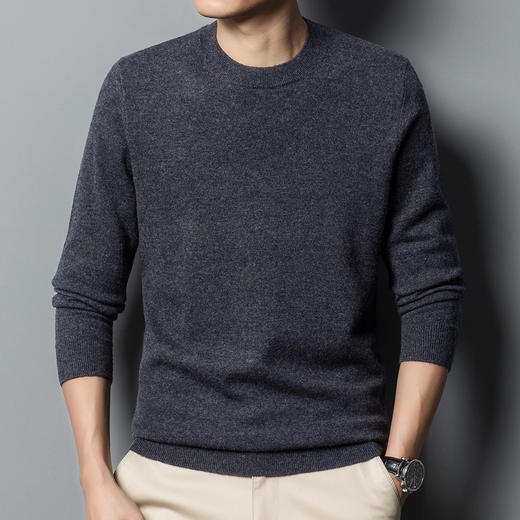 【100绵羊毛】罗蒙男士经典纯色羊毛衫男圆领男士羊毛衫舒适保暖毛衣男 商品图4
