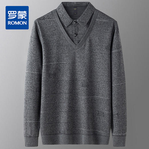 罗蒙男士秋冬假两件针织衫长袖polo衫时尚百搭男衬衫男上衣内搭 商品图0