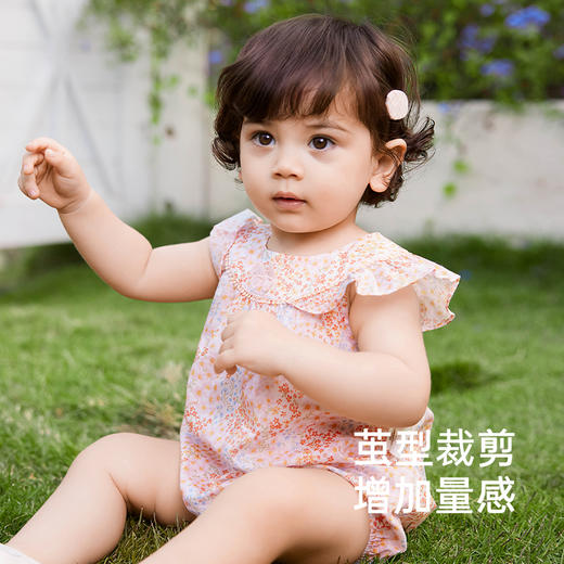 【商场同款】英氏婴儿衣服夏季轻薄纯棉女童碎花连体衣月亮裆爬服 商品图2