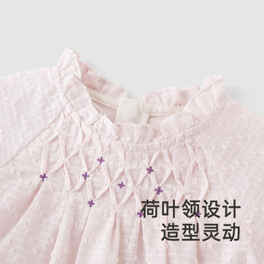 【商场同款】英氏女童连衣裙夏季短袖纯棉可爱绣花裙子2025新款 商品图2