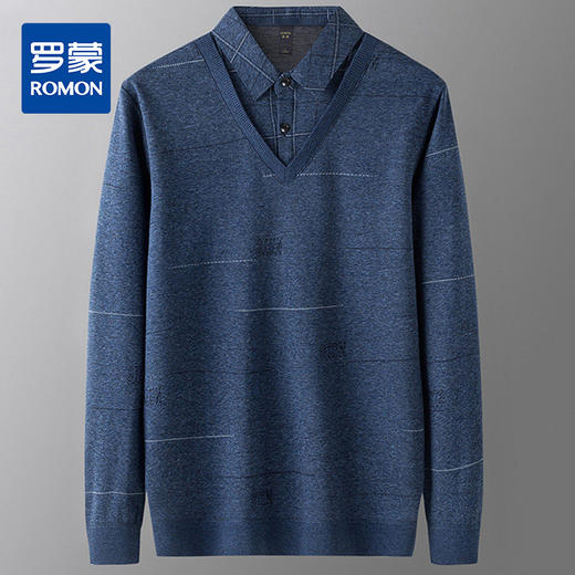 罗蒙男士秋冬假两件针织衫长袖polo衫时尚百搭男衬衫男上衣内搭 商品图2