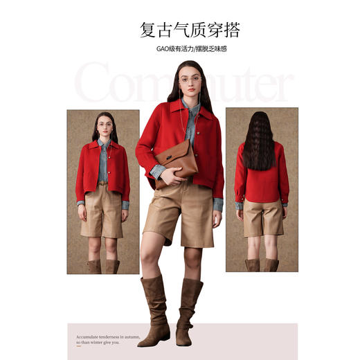 乔万尼羊毛大衣女秋冬高级感羊绒新款小个子短款ET4B967 商品图3