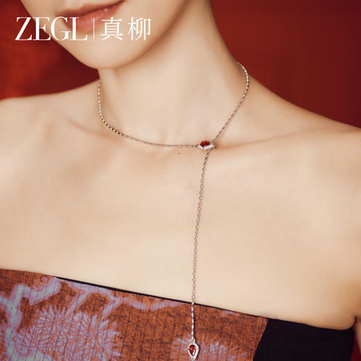 ZEGL明星同款设计师本命年红色小灵蛇项链女一款多戴长款毛衣链 商品图4