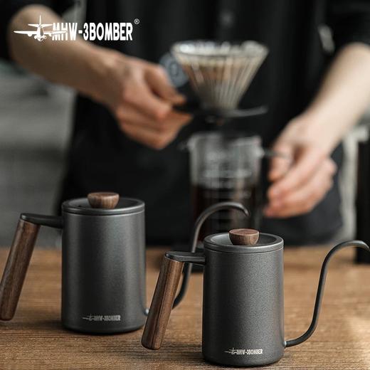 星球手冲壶-磨砂黑-600ml 实木手柄不锈钢细口壶 MHW-3BOMBER轰炸机 商品图1