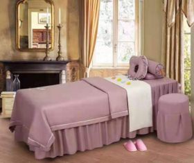 S4-01紫色美容床罩四件套 斜纹仿真丝（190*75*63）