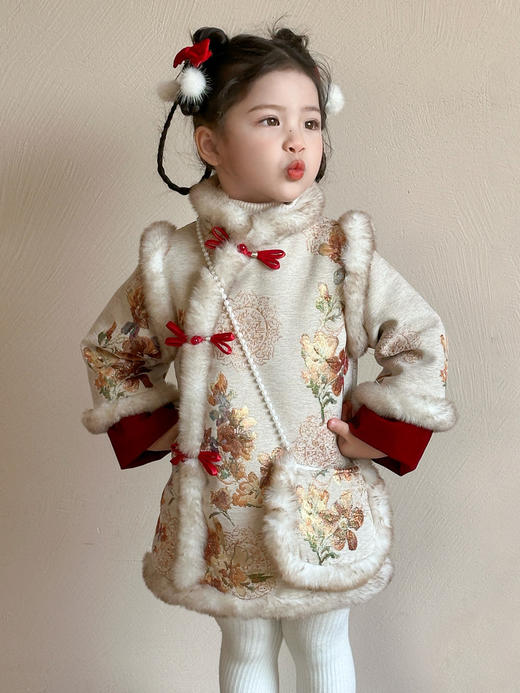 【YW】无忧购儿童新中式国风盘扣旗袍连衣裙拜年服Q57-3（截单后7天发货)25年清仓捡漏 商品图2