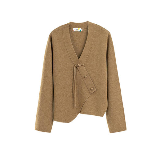 绽放旅行女装668朵/秋冬新中式绵羊毛套头斜襟设计感百搭毛针织衫 商品图4