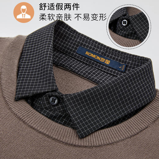 罗蒙男士秋冬复古假两件针织衫男毛衣时尚通勤休闲百搭男衬衫 商品图4