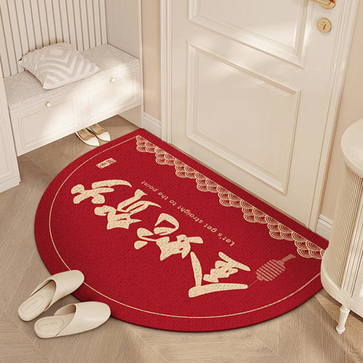 「七款可选！半圆水晶绒地垫」新年水晶绒门口地垫居家日用卧室入户门地毯进门地垫防滑门垫布艺 商品图1