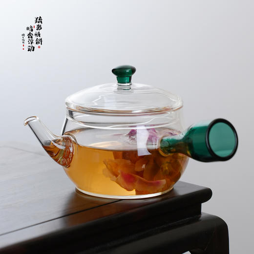 暗香疏影/温茶炉套装/一体式玻璃侧把壶/蜡烛煮茶温茶器明火保温加热 商品图2
