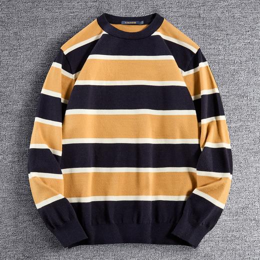 罗蒙男士针织衫撞色横条毛衣柔软细腻亲肤打底衫男士针织衫毛衣男 商品图1