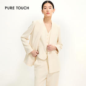 Pure Touch | 优雅女神范！直身大阔肩米白色西服1312251006