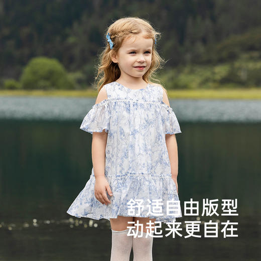 【商场同款】英氏女童连衣裙夏季短袖满印绣花小女孩裙子2025新款 商品图2