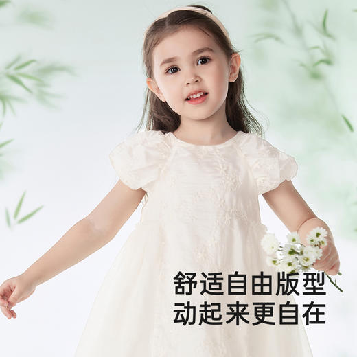 【商场同款】英氏女童连衣裙夏季短袖可爱公主裙2025新款小白裙 商品图2