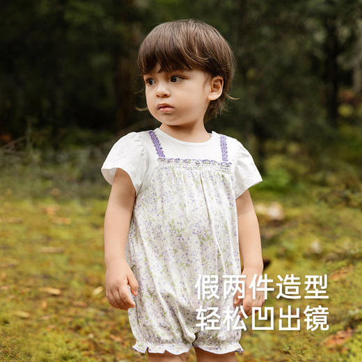 【商场同款】英氏婴儿衣服夏季纯棉女童碎花连体衣2025新款哈衣 商品图2