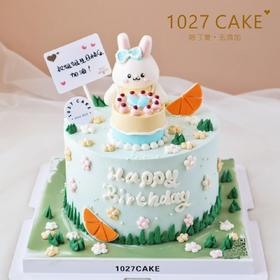 1027CAKE | 立体奶油霜小动物 复古手绘 小兔子