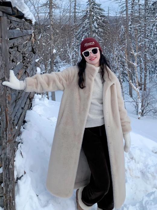 秋冬火出天际的穿搭  【金貂毛保暖立领毛毛大衣外套】温柔富家千金既视感  手感蓬松软糯  顺滑舒服  颜值与保暖并存 商品图4