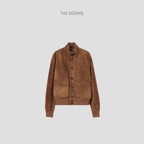 THESOONG"古着老钱"100%羊皮柔软有型肌理感皮衣外套HBPY4448
