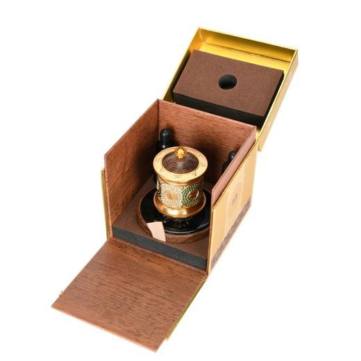善界太阳能转金轮充电车载家用摆件k金贴钻胡桃木香薰转金筒佛堂办公室摆件 商品图4