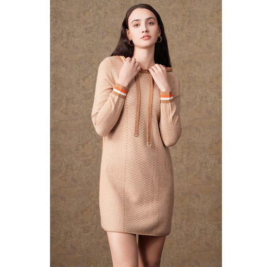 【100%绵羊毛】乔万尼秋冬羊毛针织连衣裙休闲连帽EI4M628 商品图1