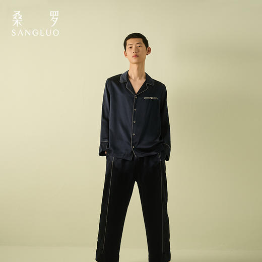 时髦先生桑罗撞色条纹套装男士家居服可外穿送男友25年春夏新品 商品图0