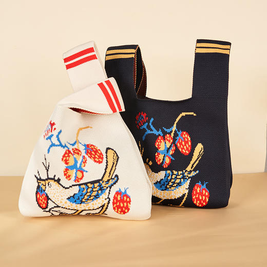 V&A博物馆 威廉莫里斯系列针织包手拎包 米色 蓝色 商品图3