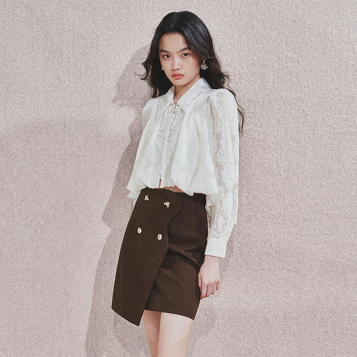 精致优雅百搭蕾丝泡泡袖修身上衣24冬 商品图3