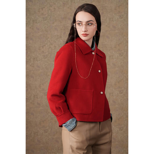 乔万尼羊毛大衣女秋冬高级感羊绒新款小个子短款ET4B967 商品图4