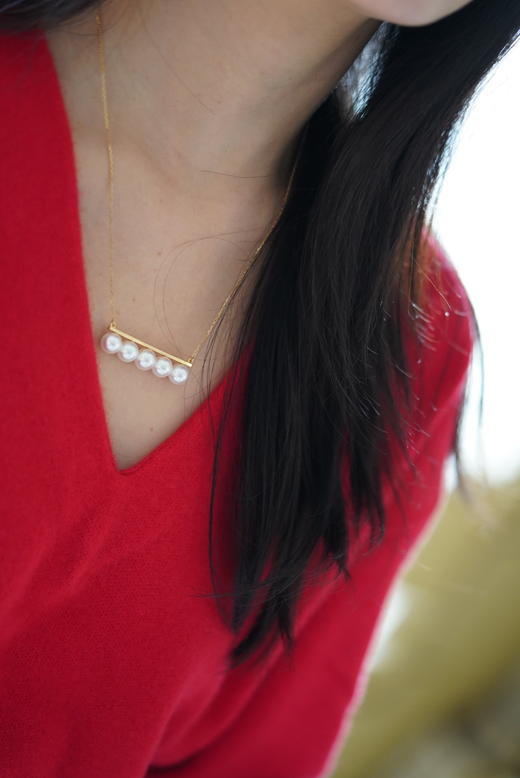 Akoya项链「五珠平衡」 商品图0