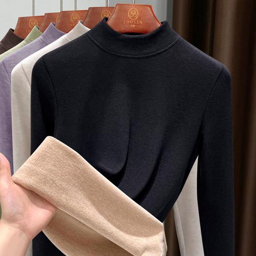 【自】全新升级【铂金会员119/天猫159/差价40】(55324) 洛诗琳冬季半高领加绒加厚羊毛德绒一体绒保暖打底上衣女 商品图4