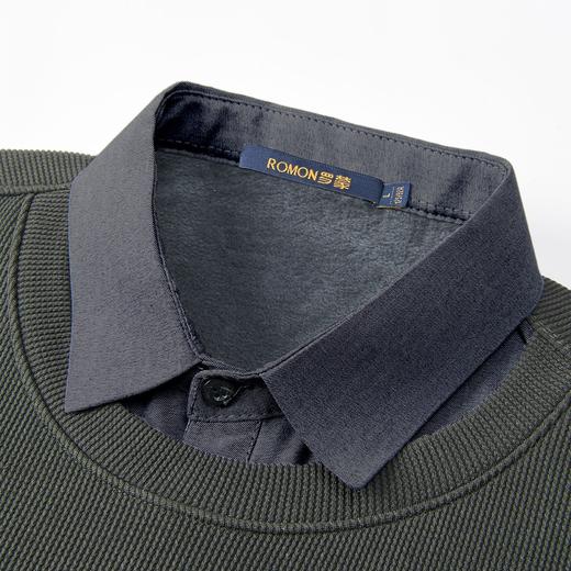 【加绒加厚】罗蒙男士假两件秋冬款加绒针织衫男加绒衬衫男士针织衫 商品图5
