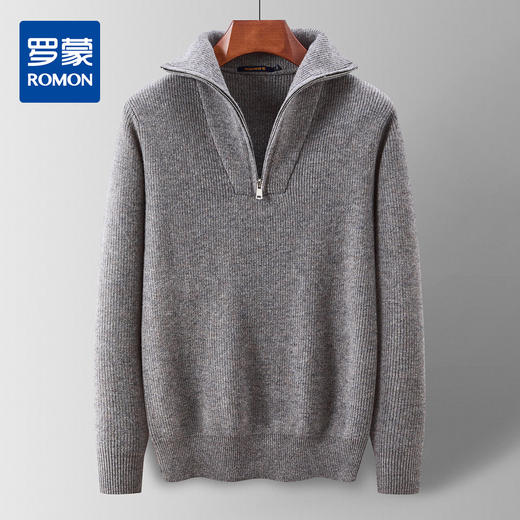 【拉链大翻领】罗蒙男士羊毛衫100羊毛加厚毛衣百搭休闲男士毛衣 商品图0