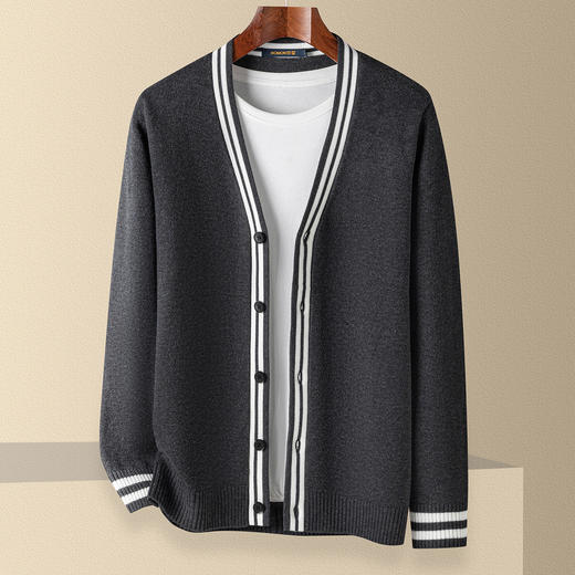 罗蒙男士春秋时尚针织衫男外套百搭休闲舒适通勤男士针织开衫男外套 商品图1
